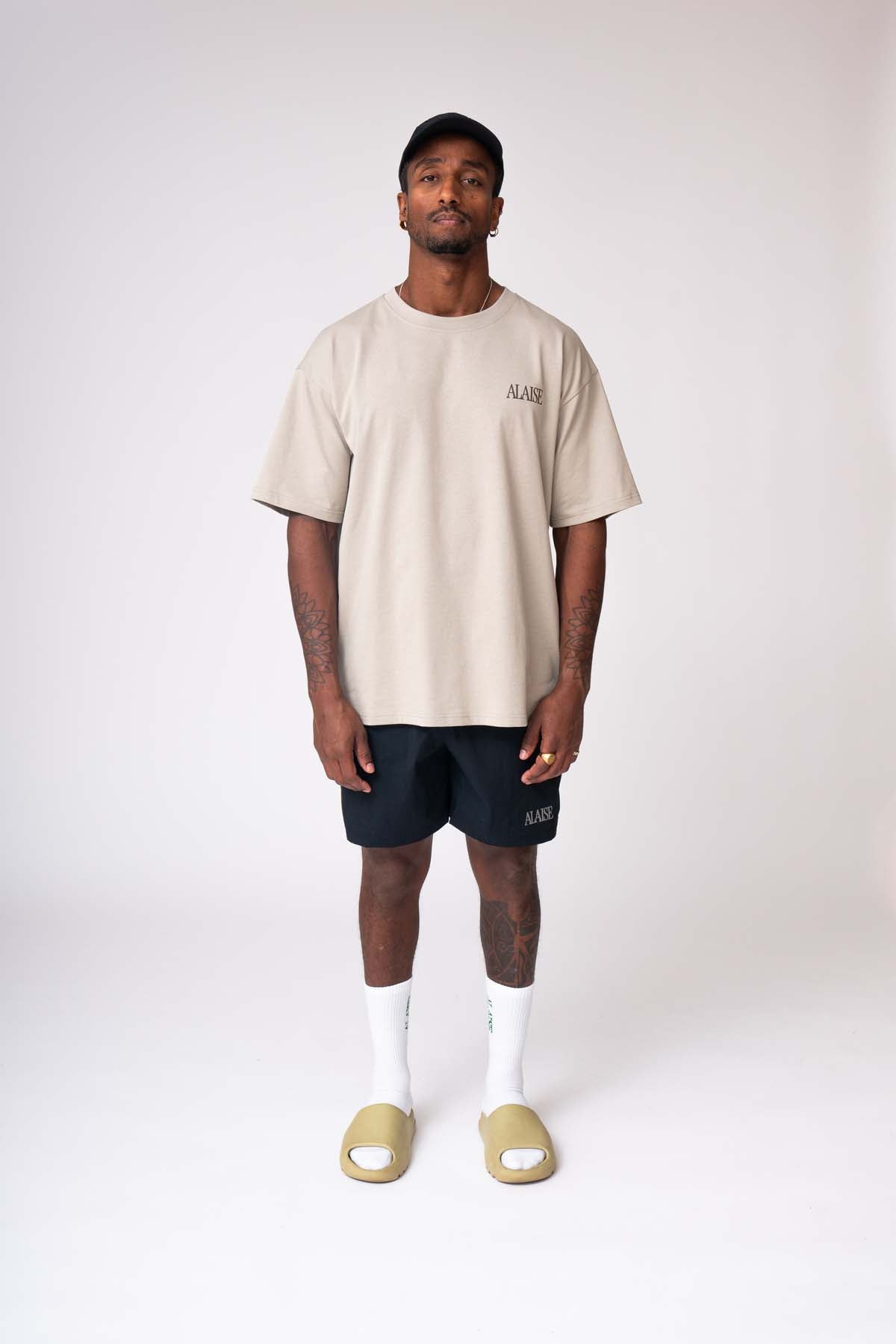 Cotton Tee Box Fit in Beige