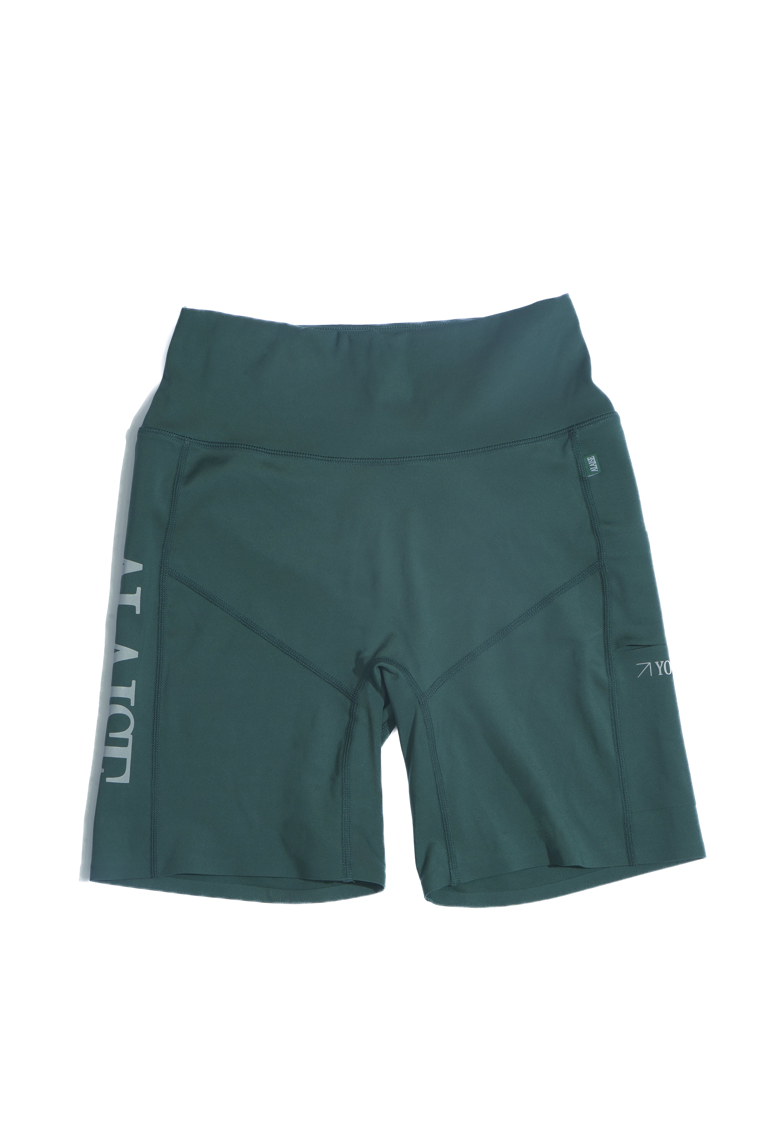 Woman High Waist Running Short Tights Dark Green