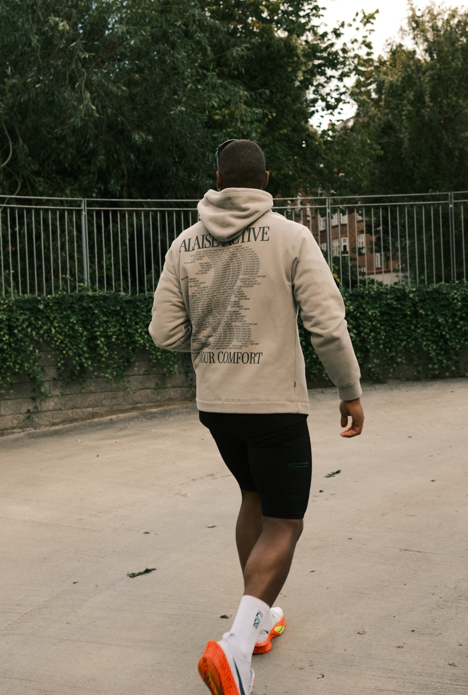 Graphic Comfort Hoodie in Beige
