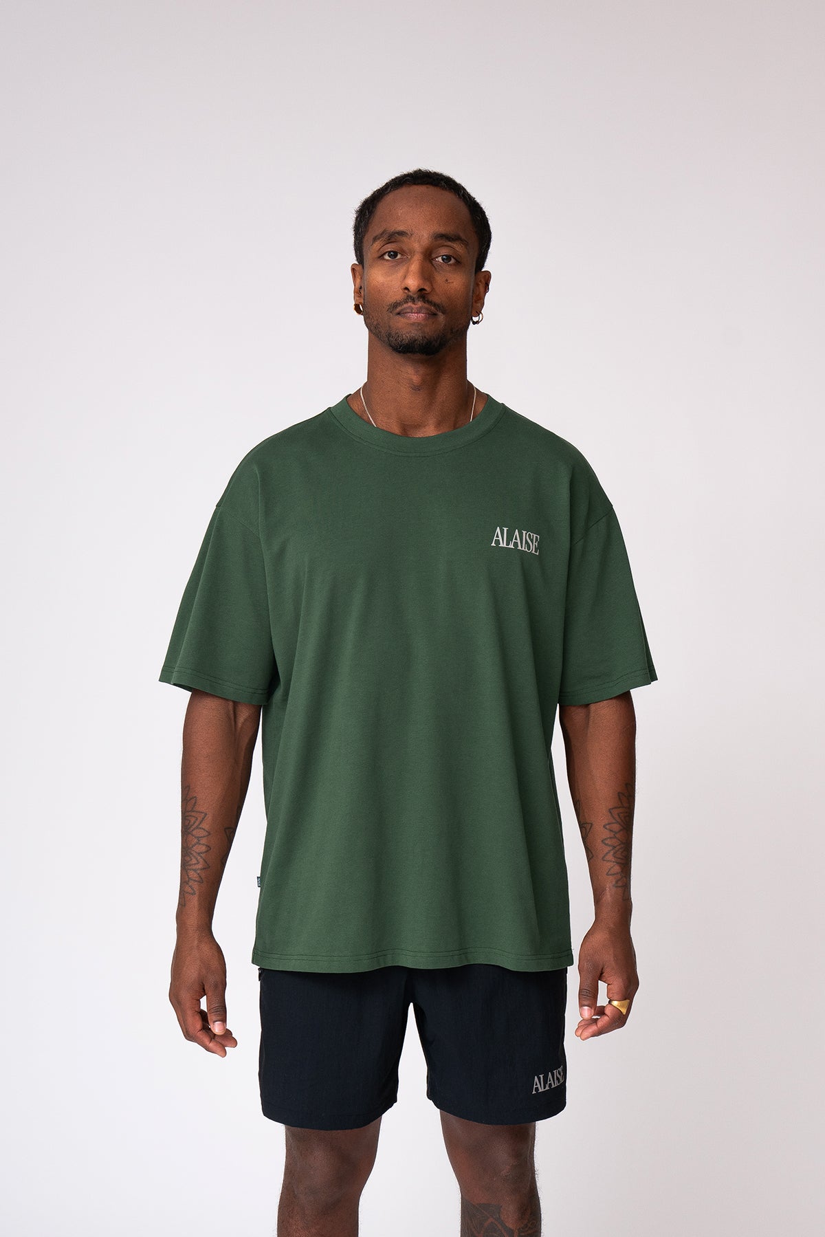 Cotton Tee Box Fit in Green