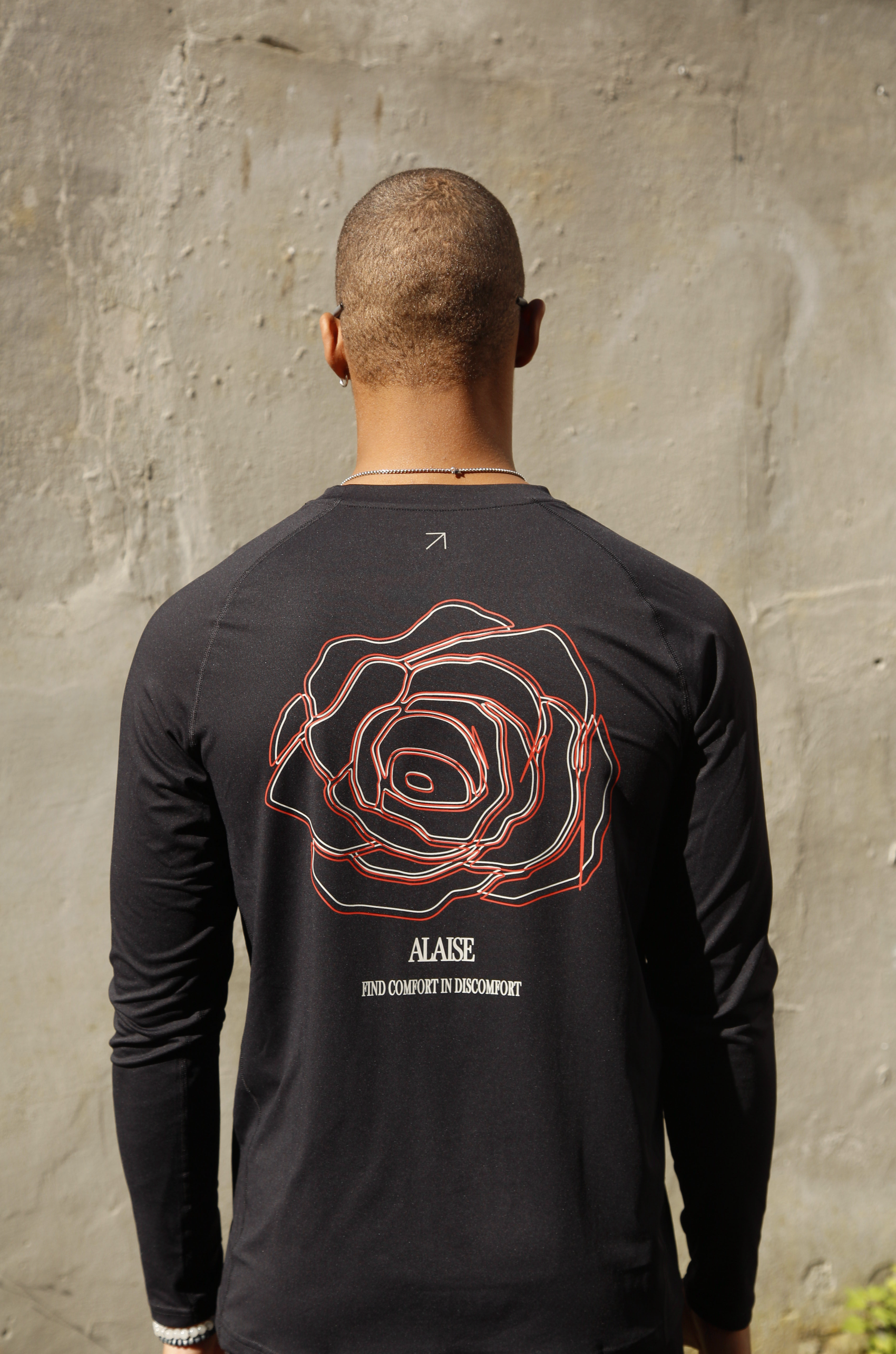 Alaise Active Rose Graphic Long Sleeve Shirt - Black