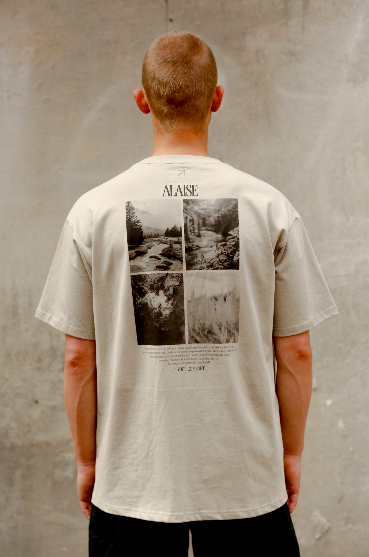 Alaise Nature Graphic Box Fit T-Shirt - Beige