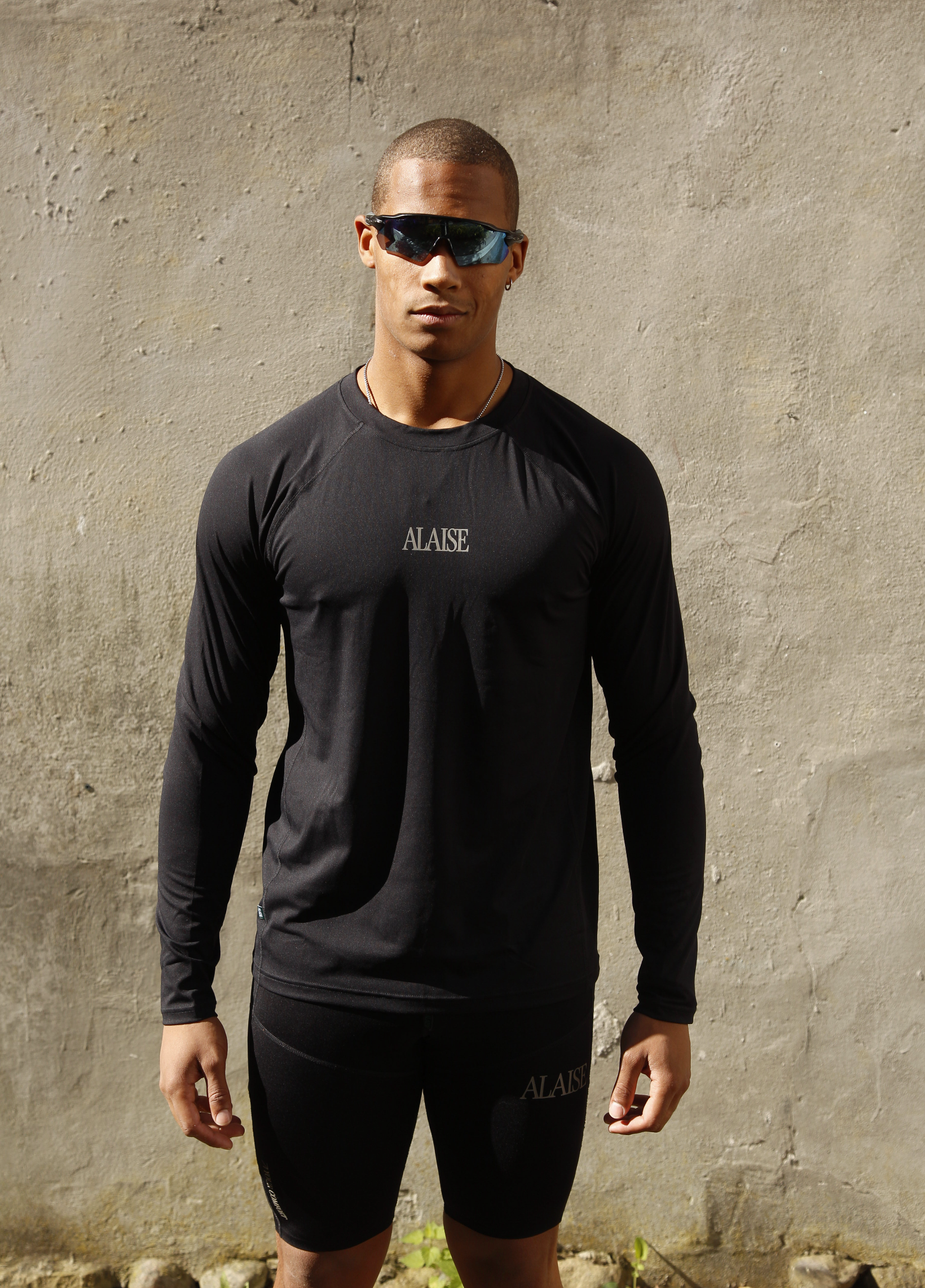 Alaise Active Rose Graphic Long Sleeve Shirt - Black